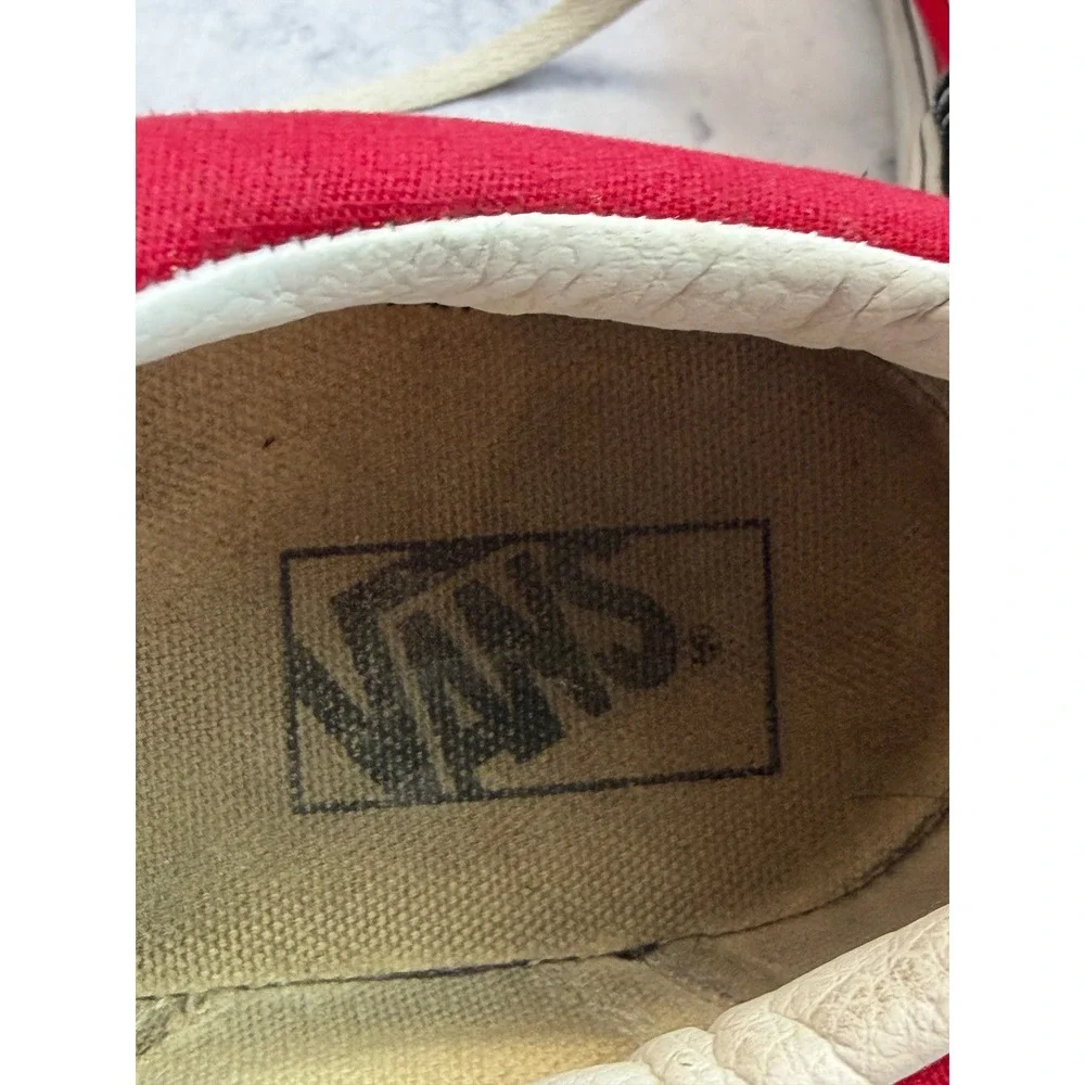VANS Old Skool Red Black Suede Canvas Off The Wall Graphic Sneakers Mens 7.5